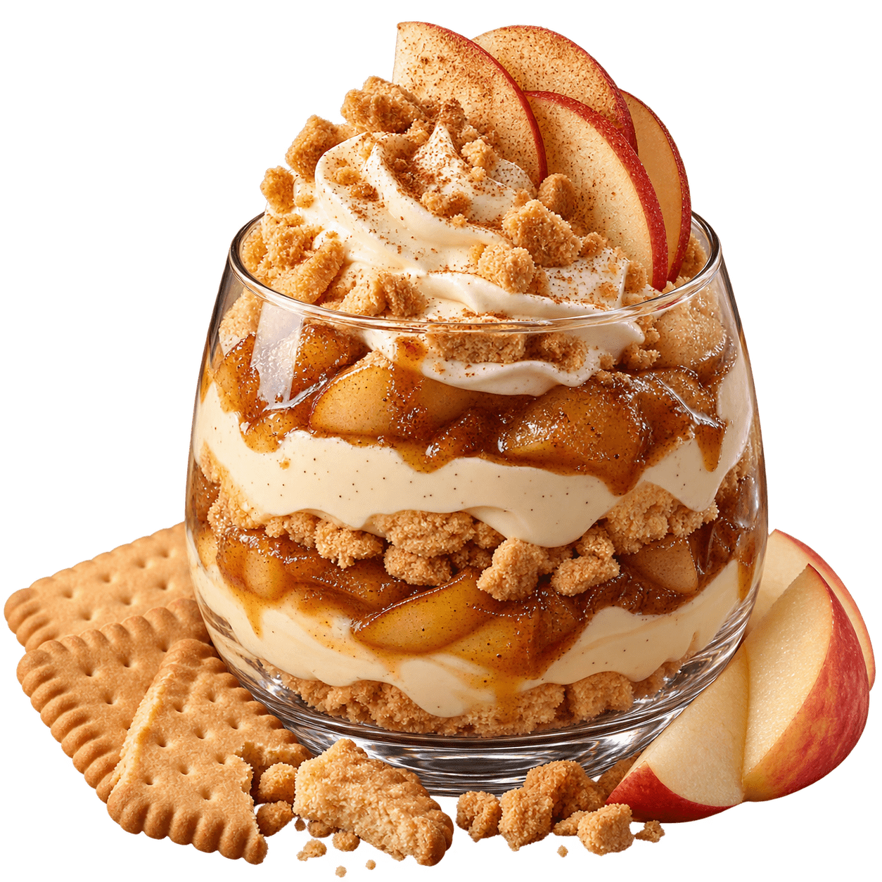 Apple Pie Dessert im Glas mit Butterkeksen