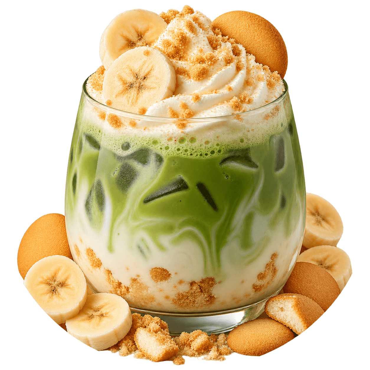 Banana Pudding Matcha Latte mit cremigem Matcha
