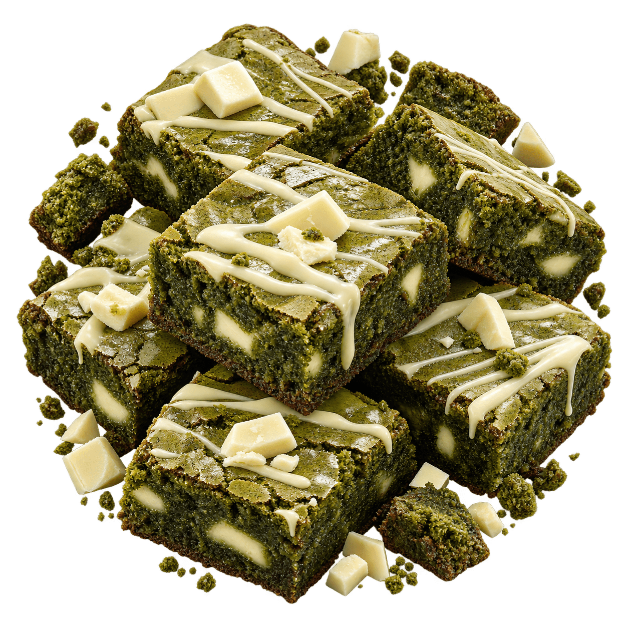 Matcha Brownies mit weißer Schokolade
