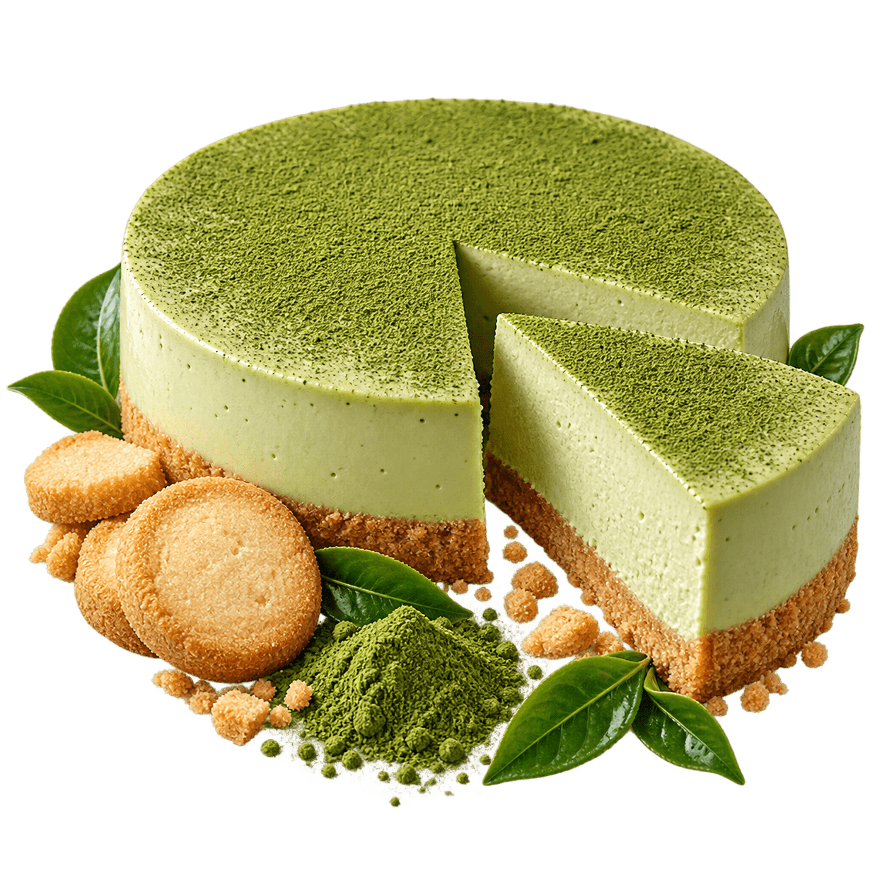 Matcha Cheesecake ohne Backen mit Butterkeksen