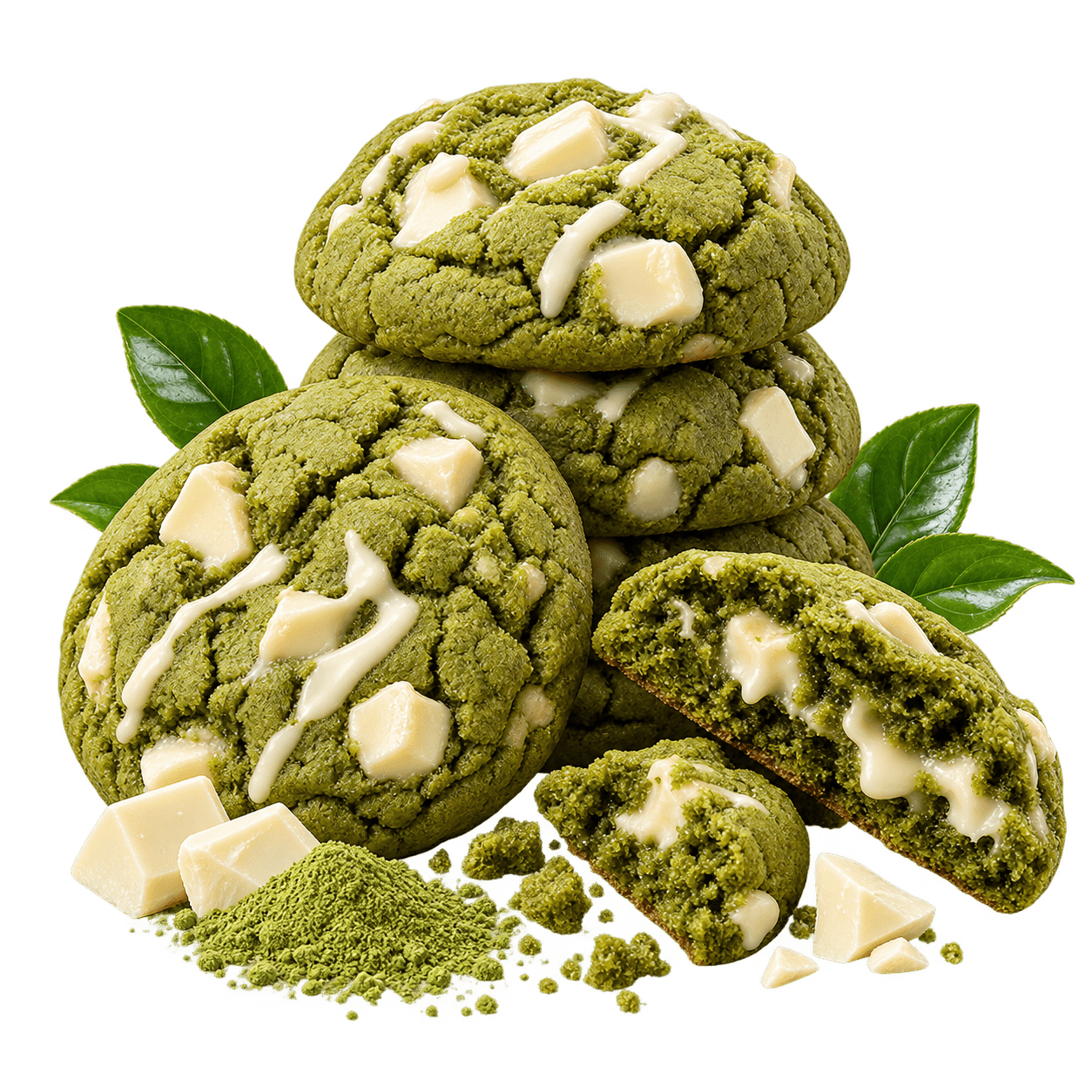 Matcha Cookies mit weißer Schokolade