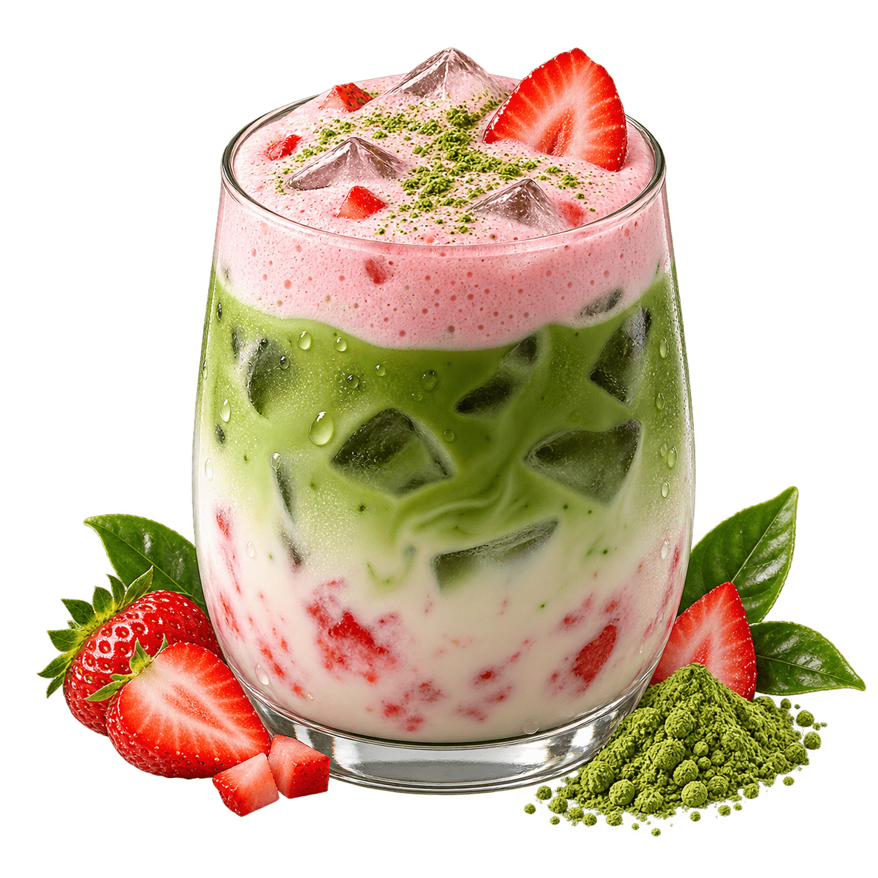 Strawberry Matcha Latte mit Erdbeer Cold Foam